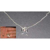Silver Tone Necklace with Ribbon Pendant