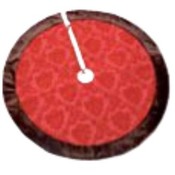 Classic Flocked Christmas Tree Skirt w/Faux Fur