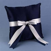 Navy &amp; Silver Darling Duo Ring Pillow