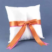 Fuchsia &amp; Orange Darling Duo Ring Pillow