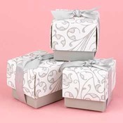 Grey Floral Pattern Favor Boxes