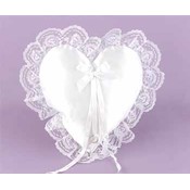 Heart Shaped Satin &amp; Lace Pillow