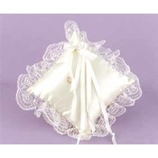 Ivory Square Satin &amp; Lace Pillow