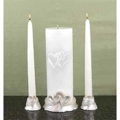 White Linked at Heart Unity Candle Set