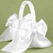 White Graceful Ties Flower Basket