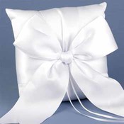 White Graceful Ties Ring Pillow