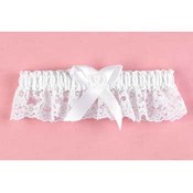 White Double Heart Garter Wide Lace
