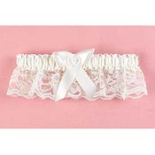 Ivory Double Heart Garter Wide Lace