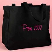 2009 Black Prom Tote w/Fuchsia Embroidery