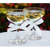 Bride &amp; Groom Champ Glasses w/Bows