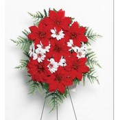 Poinsettia Oval Wreath W / Stand