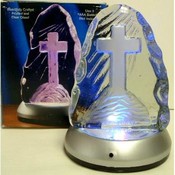 Illuminated Glass Cross Figurine
