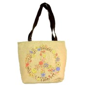 Peace Floral Canvas Tote Bag