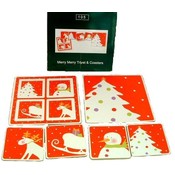 Merry Christmas Trivet &amp; Coaster Set