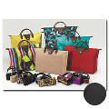 Short Handled Tote Bag Black w/ Brown Handle 18 Pi