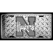 University Of Nebraska Car Tag Diamond Plate