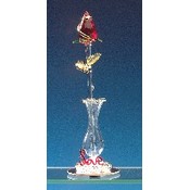 Love Theme Sculptured Glass Rose &amp; Vase