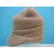 Winter Hats - Beige Visor Beanie