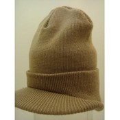 Winter Hat - Beige Visor Beanie
