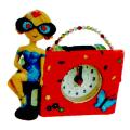 Girly Poly Picture Clock- Orange