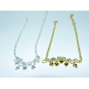 Dangling Hearts and Austrian Crystal Anklet Gold
