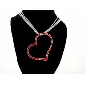 Triple Strand Heart Necklace - Red