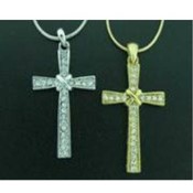 Gold Plated Cross Pendant With Crystals