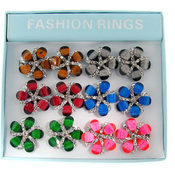 Flower Rings with Rhinestones. Priced Per Dozen