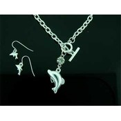 Dolphin Necklace and Earring Set