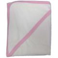 Hooded Bath Towel - White With Pink Binding