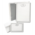 Silver Double Hearts Border Invitation and Note Ca