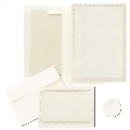 Pearl Frame with Squares Ivory Invitation and Note