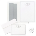 Silver Double Hearts Invitation and Note Card Kit