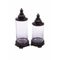 Canister (Set of 2) 14"H,15"H Glass, Polyresin