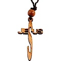 Olive Wood Jesus Cross Pendant