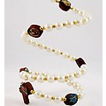 Double Pearl Bracelet Saint Icon Cross Catholic