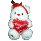 8.5" White Plush Teddy Bear with Heart