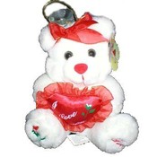 6.6" White Plush Toy with I Love You Heart