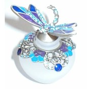 Jeweled Pewter &amp; Glass Perfume Bottle