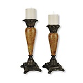 Set of 2 Candleholders - Antique Gold