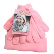 Ladies Pink Hat And Glove Set