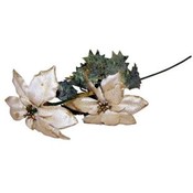 Artificial Ivory W/ Gold Glitter Silk Flower Spray