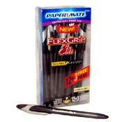 Paper Mate 15 Pack Flex Grip Elite Black Ball Poin