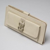 Beige Canvas Checkbook Wallet