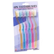 Toothbrushes With Curve Handle 6Pack