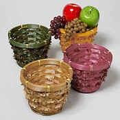 Round Harvest Basket with Chenille Weave