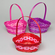 Woven Heart Shape Basket With Hinge Handle