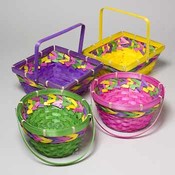 Solid Easter Baskets with Tri-Color Woven Band