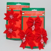 3 Pack Velvet Bows With Crystal Center