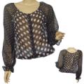 Ladies Fashion Sheer Long Sleeve Top